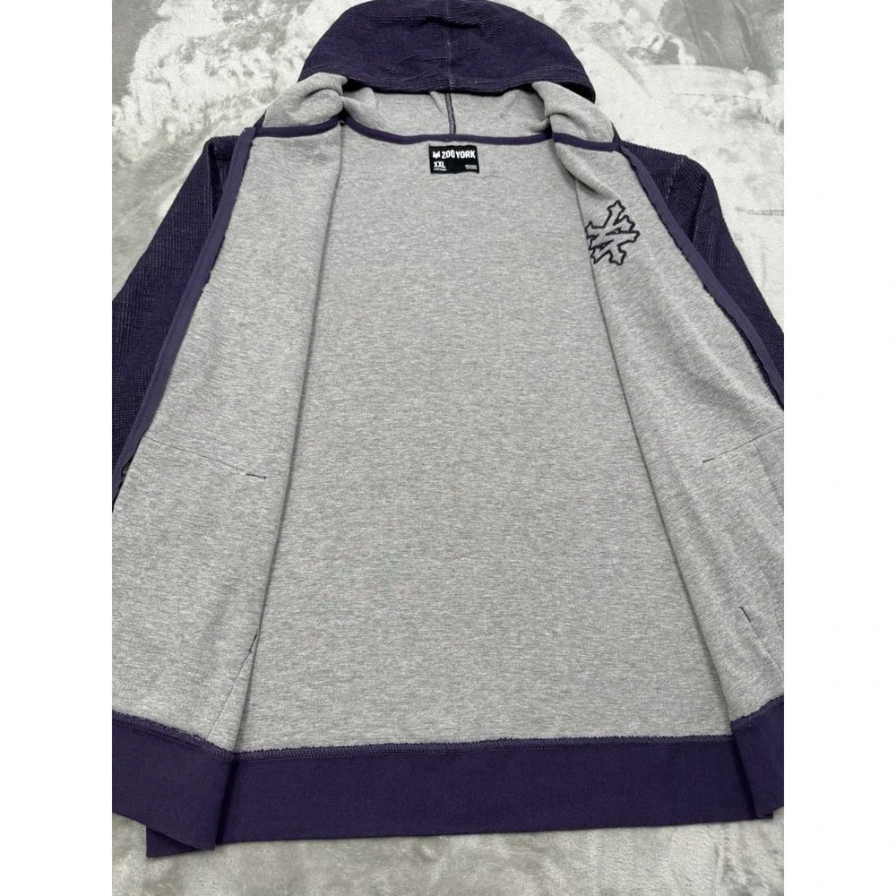 Vintage Zoo York Jacket Mens XXL 2XL Purple Full Zip Thermal Hoodie Hip Hop Y2K
